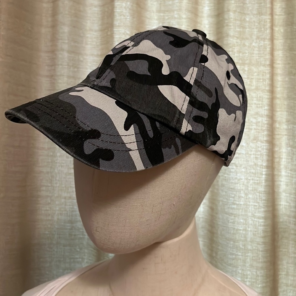 Gray Camouflage Adjustable Baseball Hat